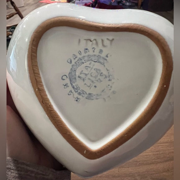 Made in Italy Heart Shaped Bowl / Trinket Dish Hand Painted Pottery Italica ARS - Picture 7 of 11